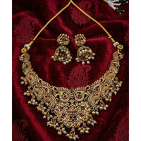 Lucentarts Jewellery Heritage Pota Stone And Pearl Temple Necklace Set