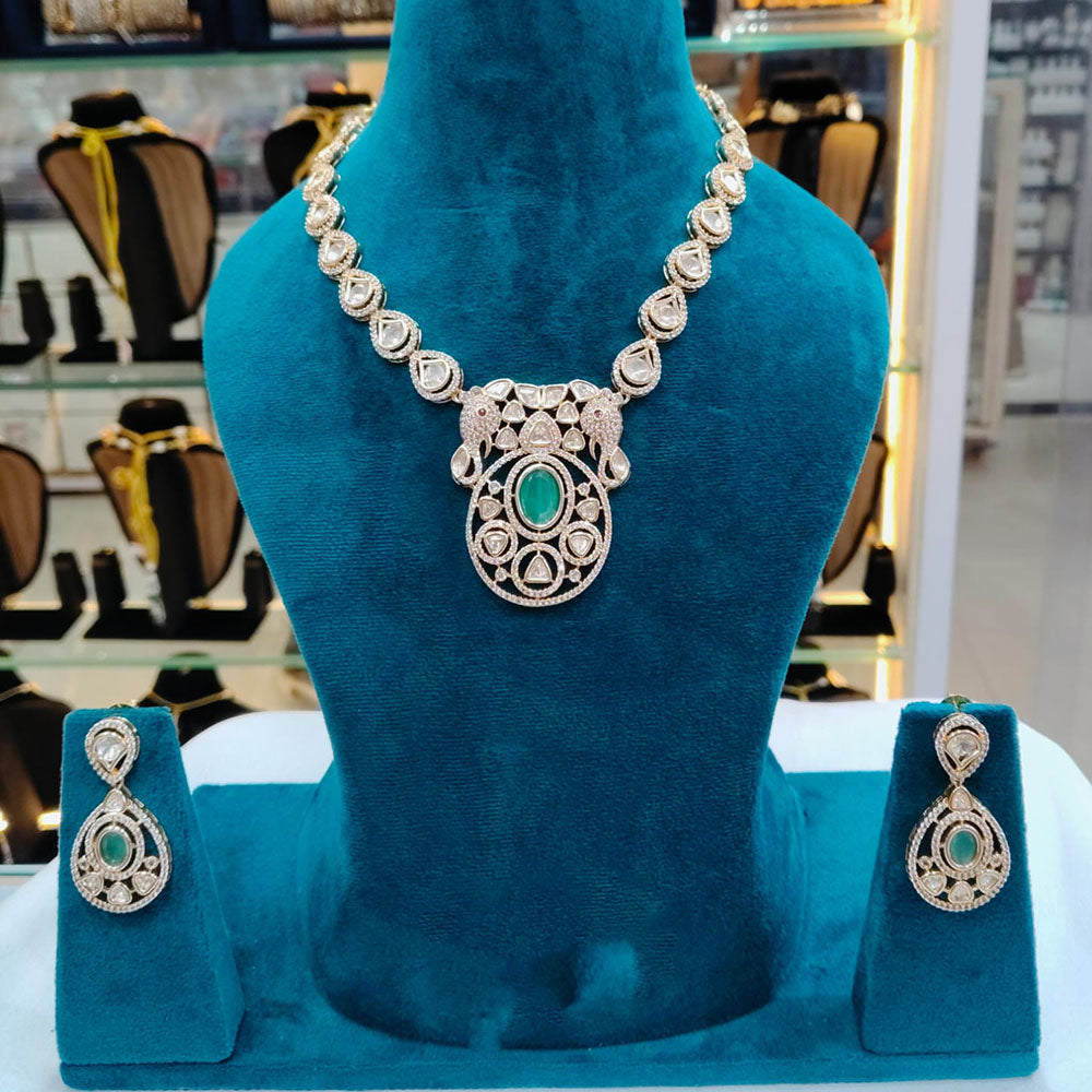 Lucentarts Jewellery Royal Polki Kundan Stone Necklace Set