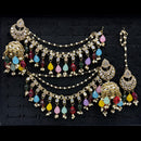 Lucentarts Jewellery Premium Austrian Stone And Mirror Jhumki With Maangtikka