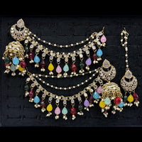 Lucentarts Jewellery Premium Austrian Stone And Mirror Jhumki With Maangtikka