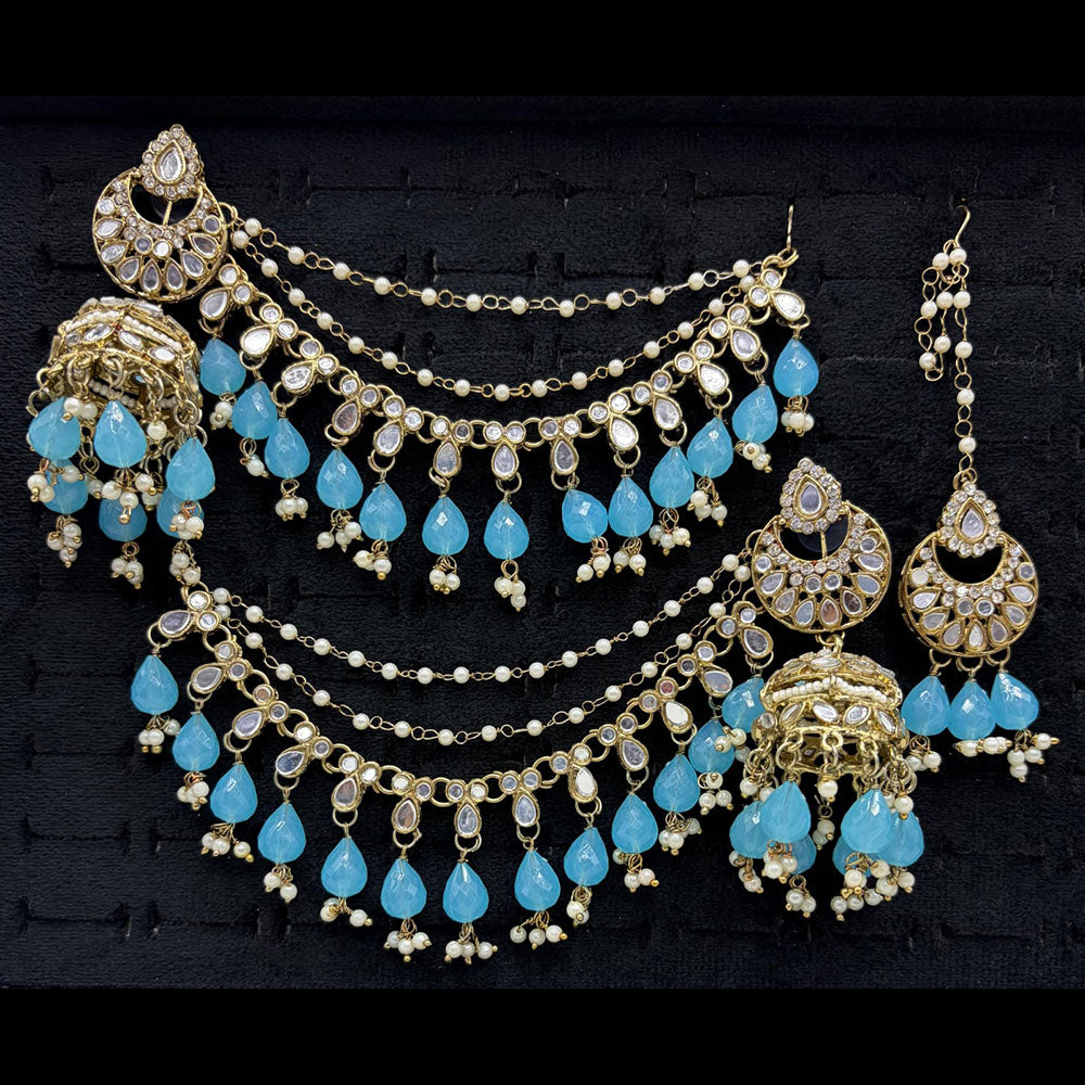 Lucentarts Jewellery Premium Austrian Stone And Mirror Jhumki With Maangtikka