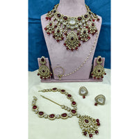 Lucentarts Jewellery Pota Stone Pearl And Beads Designer Semi Bridal Necklace Set