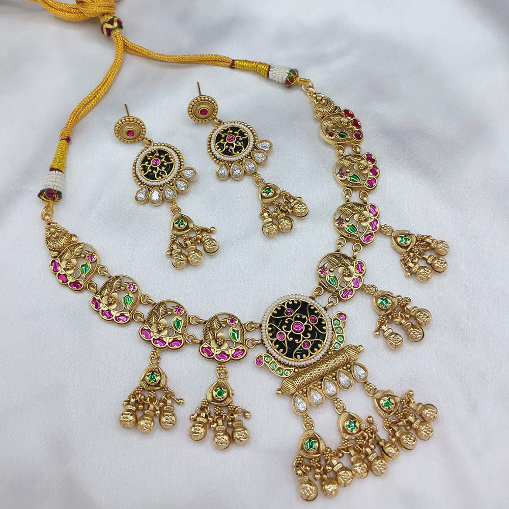 Lucentarts Jewellery Heritage Pota Stone And Pearl Necklace Set