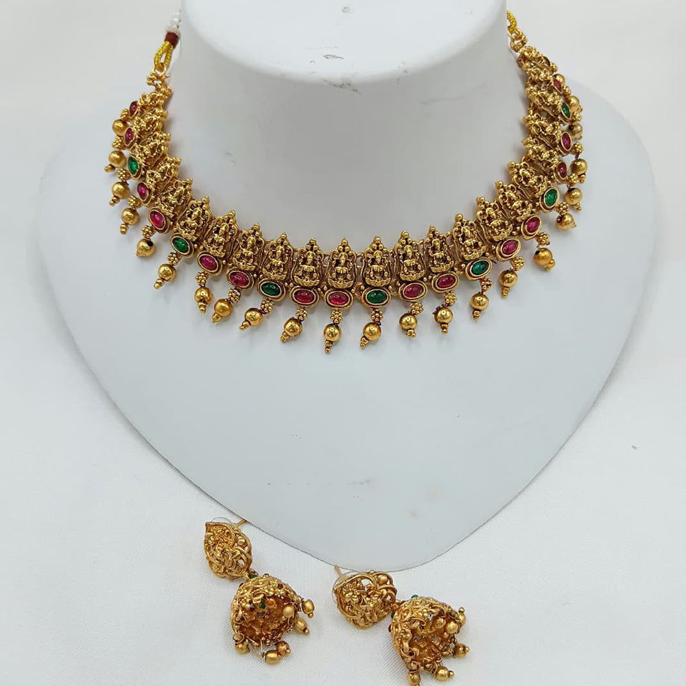 Lucentarts Jewellery Heritage Pota Stone And Pearl Temple Necklace Set