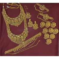 Lucentarts Jewellery Gold Plated Pota Stone Pearl And Beads Bridal Set