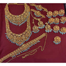 Lucentarts Jewellery Gold Plated Pota Stone Pearl And Beads Bridal Set