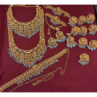 Lucentarts Jewellery Gold Plated Pota Stone Pearl And Beads Bridal Set
