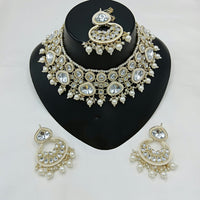 Lucentarts Jewellery Kundan Stone Pearl And Beads Choker Necklace Set