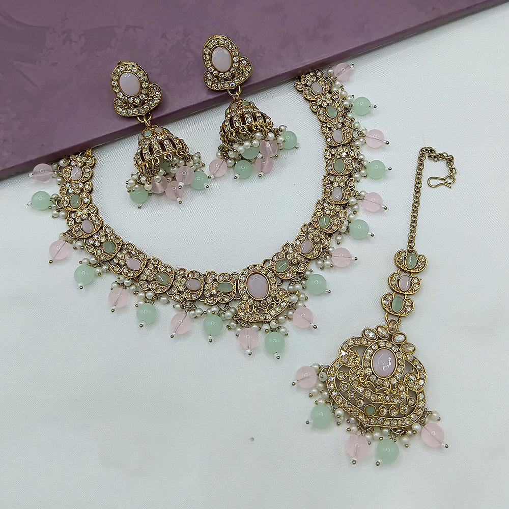 Lucentarts Jewellery Heritage Pota Stone Pearl And Beads Necklace Set