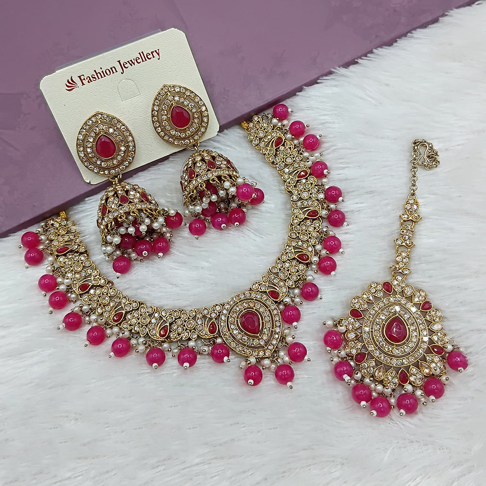 Lucentarts Jewellery Heritage Pota Stone Pearl And Beads Necklace Set