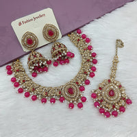 Lucentarts Jewellery Heritage Pota Stone Pearl And Beads Necklace Set