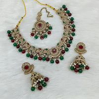 Lucentarts Jewellery Heritage Pota Stone Pearl And Beads Necklace Set