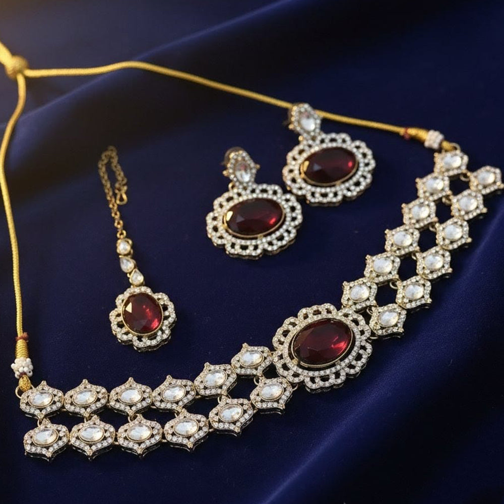 Lucentarts Jewellery Designer Crystal Stone Choker Necklace Set