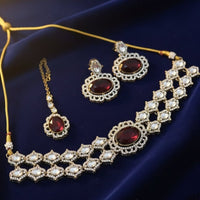 Lucentarts Jewellery Designer Crystal Stone Choker Necklace Set