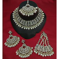 Lucentarts Jewellery Designer Crystal Stone Pearl And Beads Choker Necklace Set