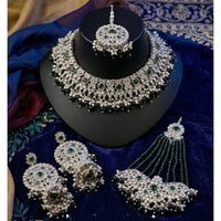 Lucentarts Jewellery Designer Crystal Stone Pearl And Beads Choker Necklace Set