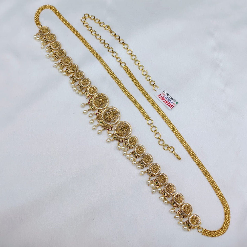 Lucentarts Jewellery Traditional Temple Pota Stone & Pearl Kamarband for Bridal & Festive Wear