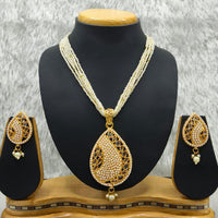 Lucentarts Jewellery Heritage Pota Stone Pearl And Beads Necklace Set