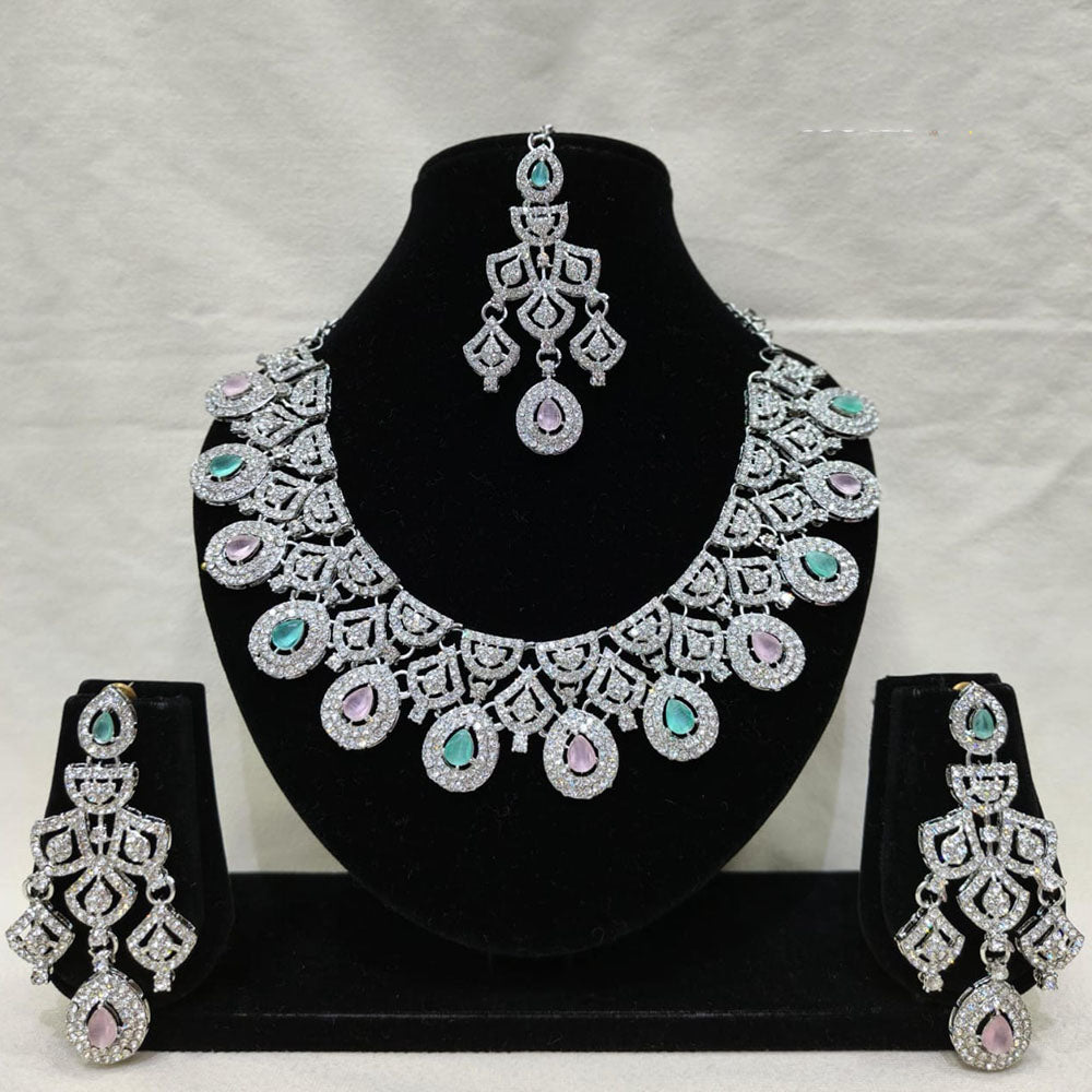 Lucentarts Jewellery Royal Look American Diamond Necklace Set