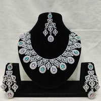 Lucentarts Jewellery Royal Look American Diamond Necklace Set