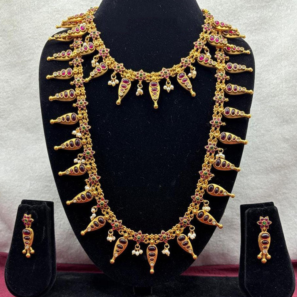 Lucentarts Jewellery Designer Pota Stone And Pearl Double Necklace Set