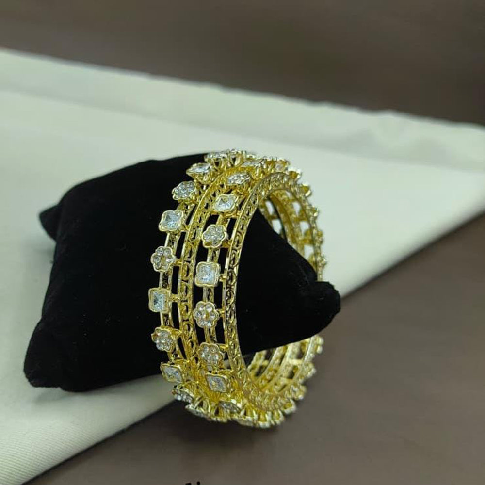 Lucentarts Jewellery Gold Plated Crystal Stone Bangles Set