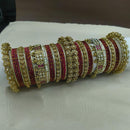 Lucentarts Jewellery Gold Plated Crystal Stone Pearl Bangles Set