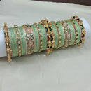 Lucentarts Jewellery Gold Plated Crystal Stone And Pearl Meenakari Bangles Set