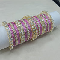 Lucentarts Jewellery Sparkling Austrian Stone Fancy Bangles Set for Wedding & Festive Wear