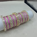 Lucentarts Jewellery Sparkling Austrian Stone Fancy Bangles Set for Wedding & Festive Wear
