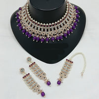 Lucentarts Jewellery Sparkle Austrian Stone Pearl And Beads Designer Choker Necklace Set