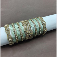 Lucentarts Jewellery Sparkling Crystal Stone Fancy Bangles Set for Wedding & Festive Wear