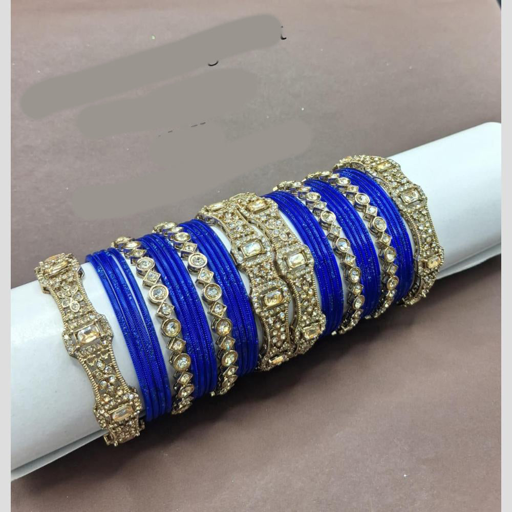 Lucentarts Jewellery Sparkling Crystal Stone Fancy Bangles Set for Wedding & Festive Wear