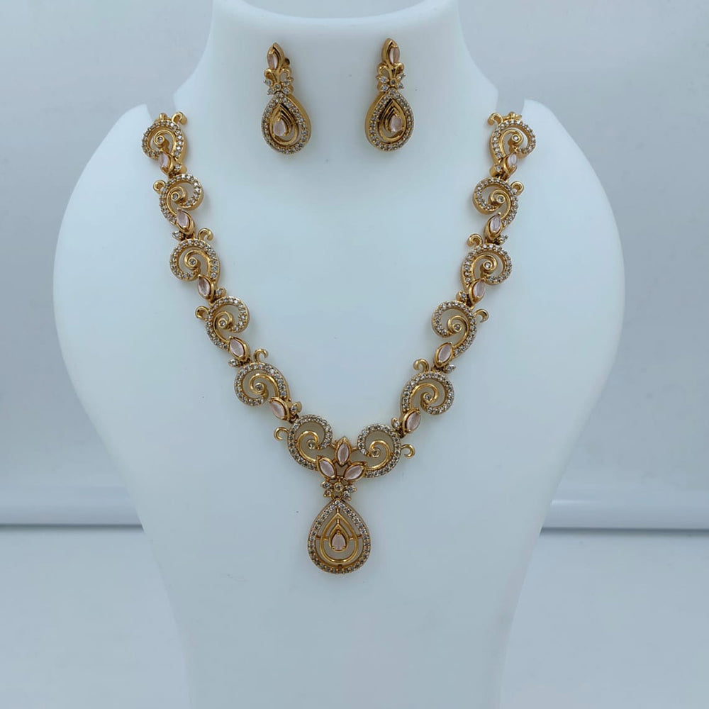 Lucentarts Jewellery Designer Pota Stone And Austrian Stone Pear Necklace Set