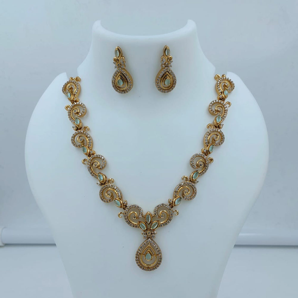 Lucentarts Jewellery Designer Pota Stone And Austrian Stone Pear Necklace Set