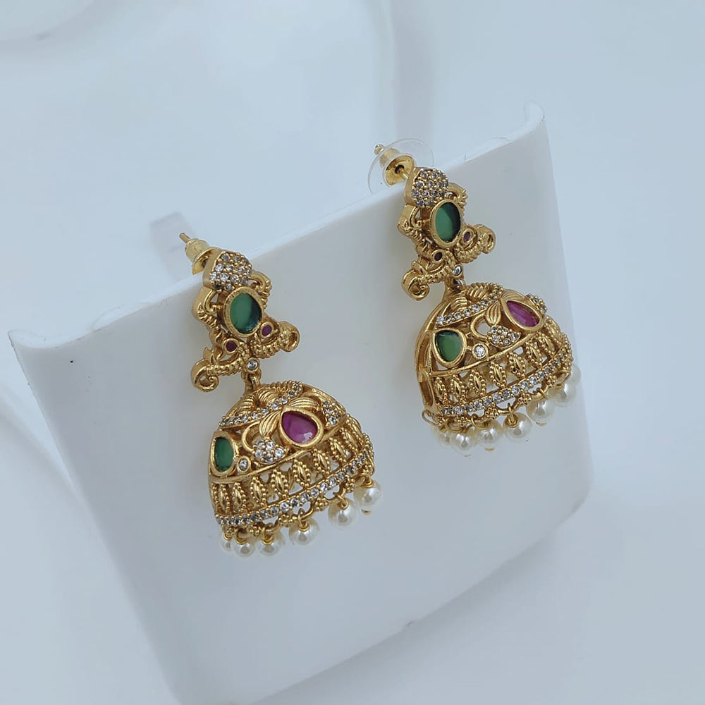 Lucentarts Jewellery Designer Pota Stone And Pearl Jhumki Earrings