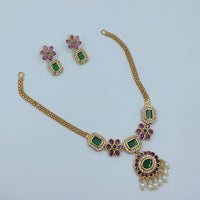 Lucentarts Jewellery Designer Pota Stone And Austrian Stone Pearl Necklace Set