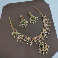 Lucentarts Jewellery Gorgeous Crystal Stone And Austrian Stone Pearl Necklace Set