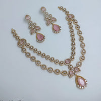 Lucentarts Jewellery Royal Look American Diamond Double Layer Necklace Set