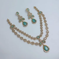 Lucentarts Jewellery Royal Look American Diamond Double Layer Necklace Set