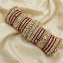 Lucentarts Jewellery Sparkling Kundan Stone And Meenakari Velvet Chuda Bangles Set
