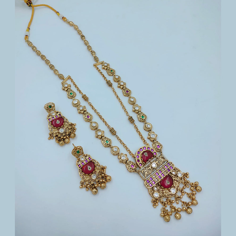 Lucentarts Jewellery Designer Pota Stone And Pearl Long Necklace Set