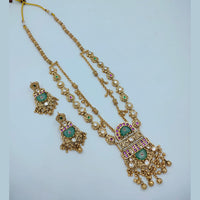 Lucentarts Jewellery Designer Pota Stone And Pearl Long Necklace Set