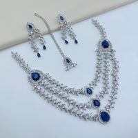 Lucentarts Jewellery Sparkling American Diamond Necklace Set for Women