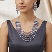 Lucentarts Jewellery Sparkling American Diamond Necklace Set for Women