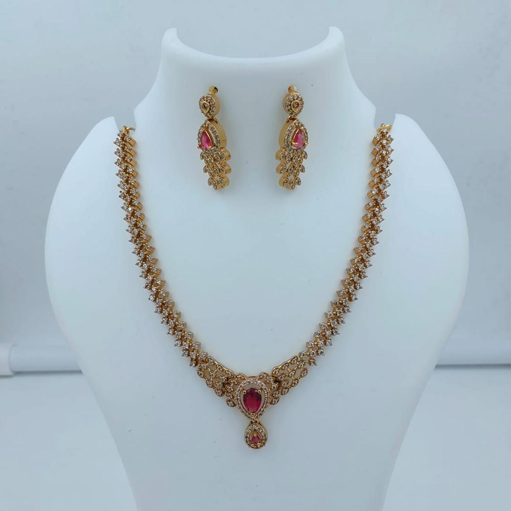 Lucentarts Jewellery Sparkling American Diamond Necklace Set for Women