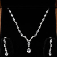 Lucentarts Jewellery Sparkling American Diamond Necklace Set for Women