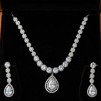 Lucentarts Jewellery Sparkling American Diamond Necklace Set for Women