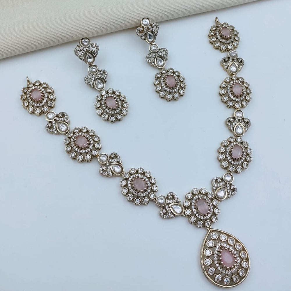 Lucentarts Jewellery Sparkling American Diamond Necklace Set for Women