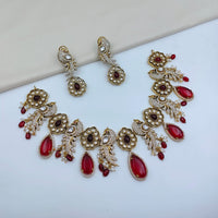 Lucentarts Jewellery Premium Pota Stone And Pearl Necklace Set